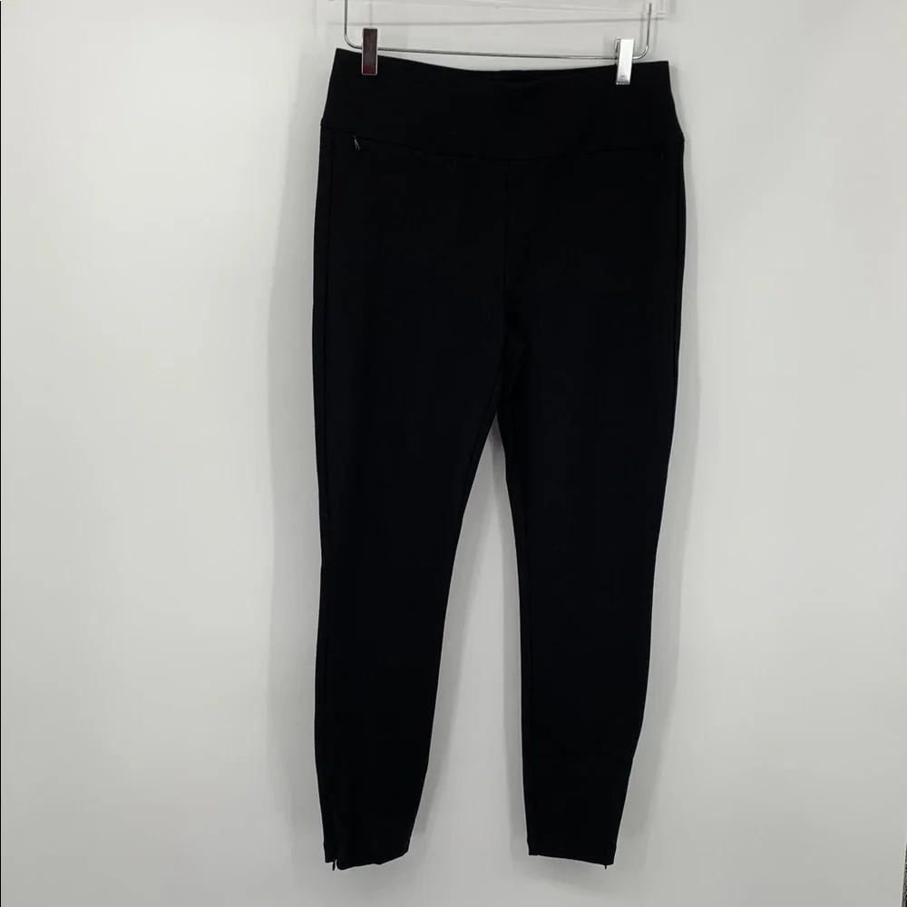 CAbi Zipper leggings black stretch knit active pull-on yoga zip pants new Medium
